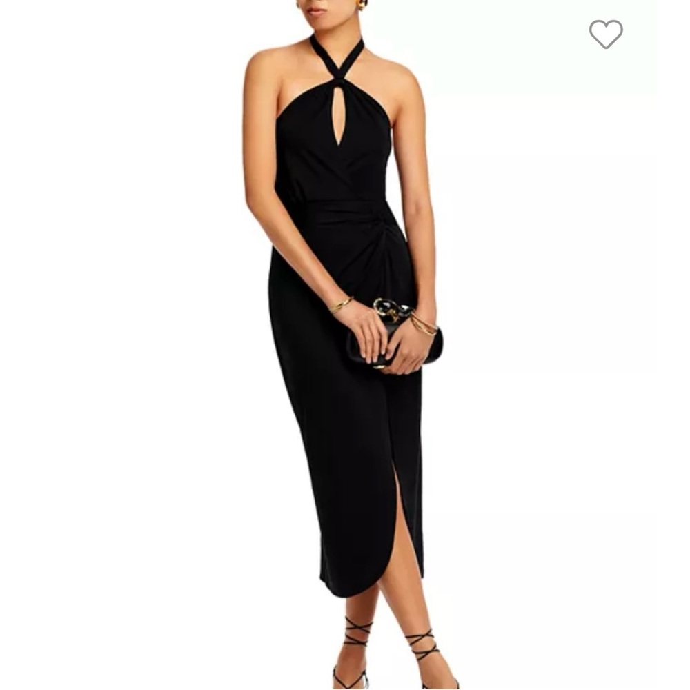 NWT Bloomingdales AQUA Matte Jersey Cutout Halter Dress